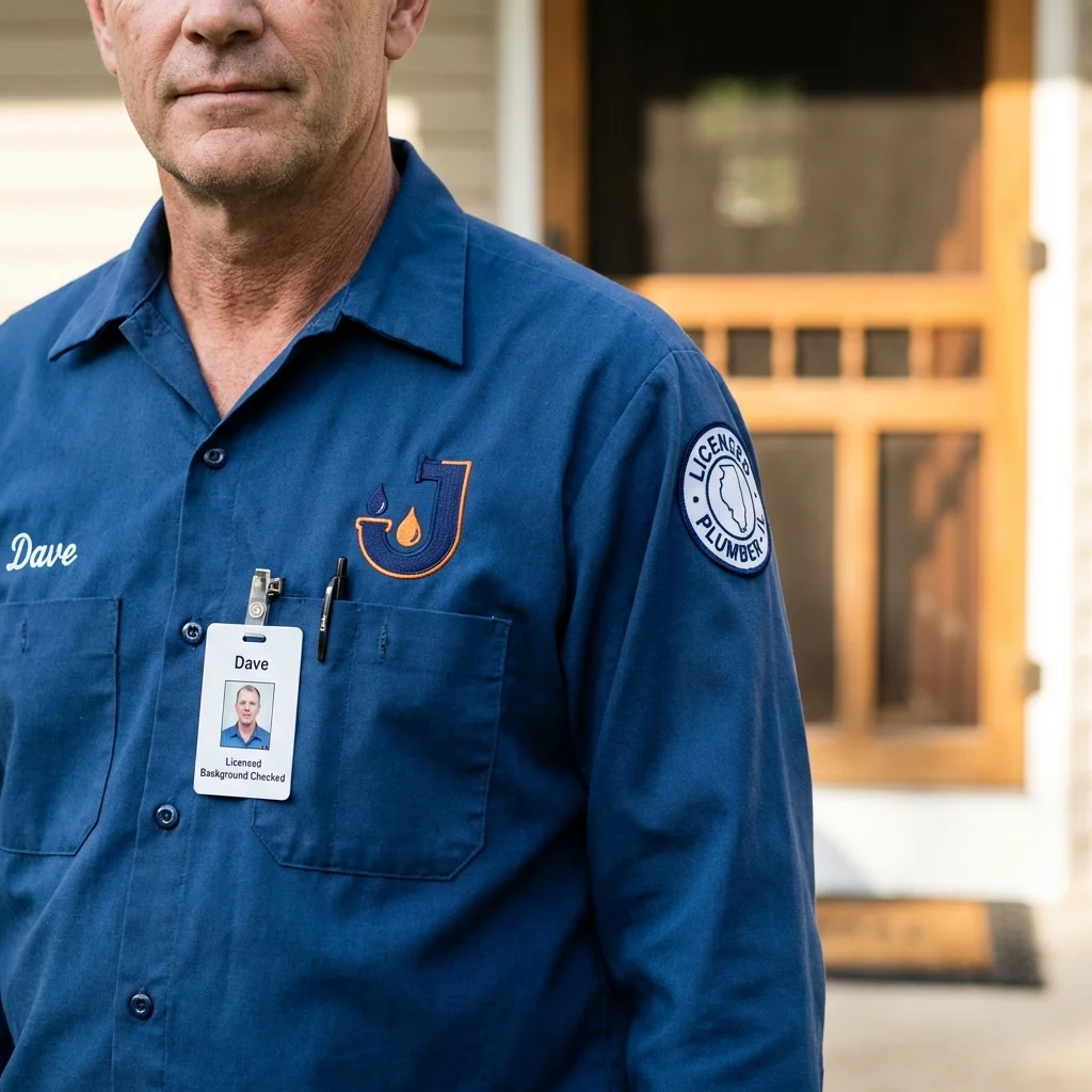 Licensed plumber showing ID badge in Vincentown, NJ