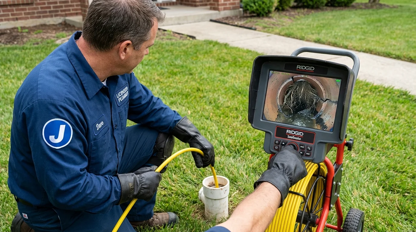 Sewer camera inspection being performed by Johns Plumbing LLC in Vincentown